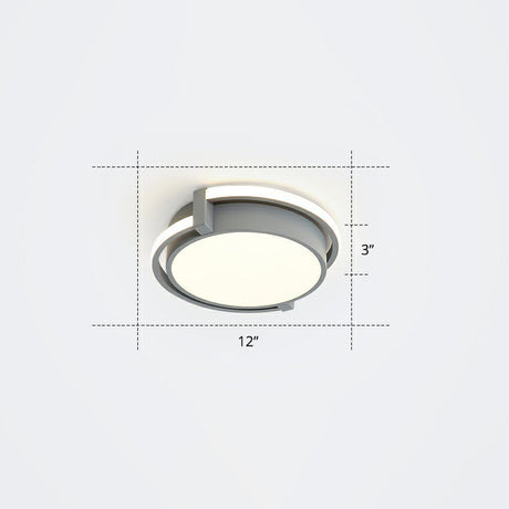 Nordic Circle Led Flush Mount Ceiling Light With Acrylic Diffuser Grey / 12 Warm