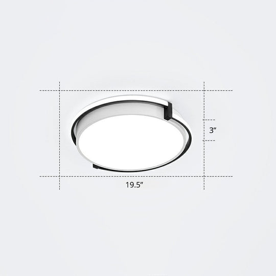 Nordic Circle Led Flush Mount Ceiling Light With Acrylic Diffuser Black / 19.5 White