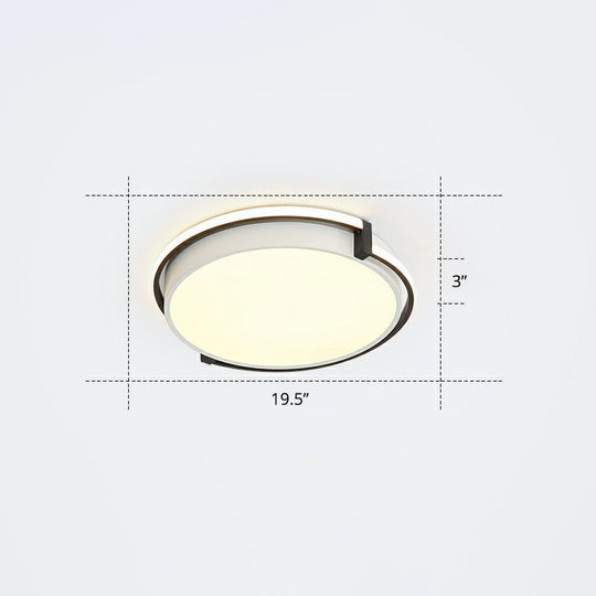Nordic Circle Led Flush Mount Ceiling Light With Acrylic Diffuser Black / 19.5 Warm