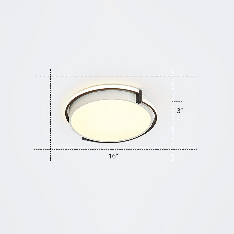 Nordic Circle Led Flush Mount Ceiling Light With Acrylic Diffuser Black / 16 Warm