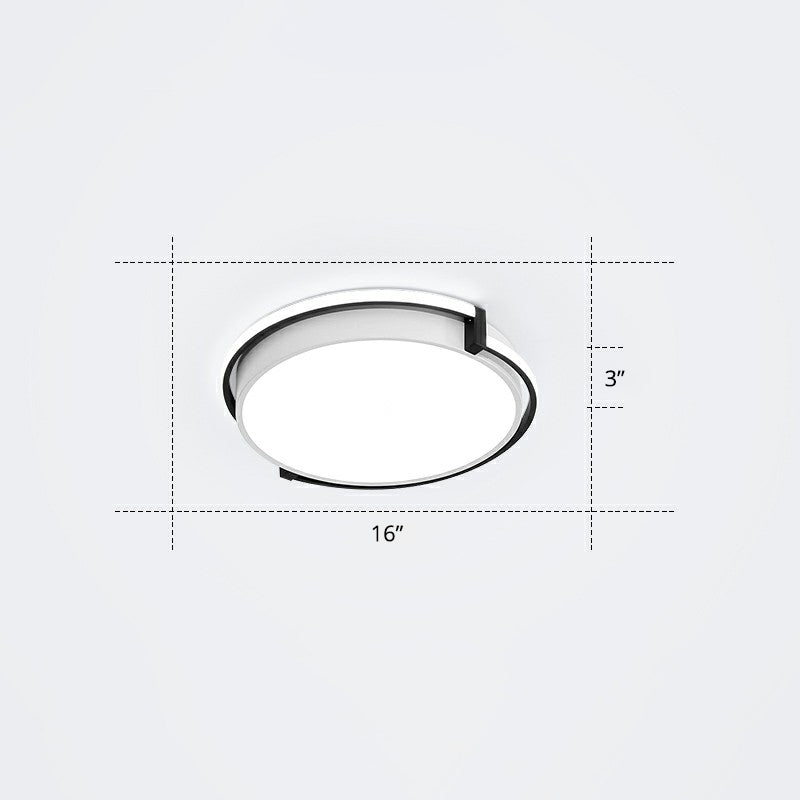 Nordic Circle Led Flush Mount Ceiling Light With Acrylic Diffuser Black / 16 White