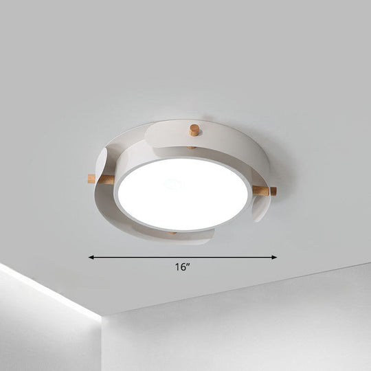 Minimalist Led Ceiling Mount Light - Round Metal Flush Fixture For Bedroom Lighting White / 16