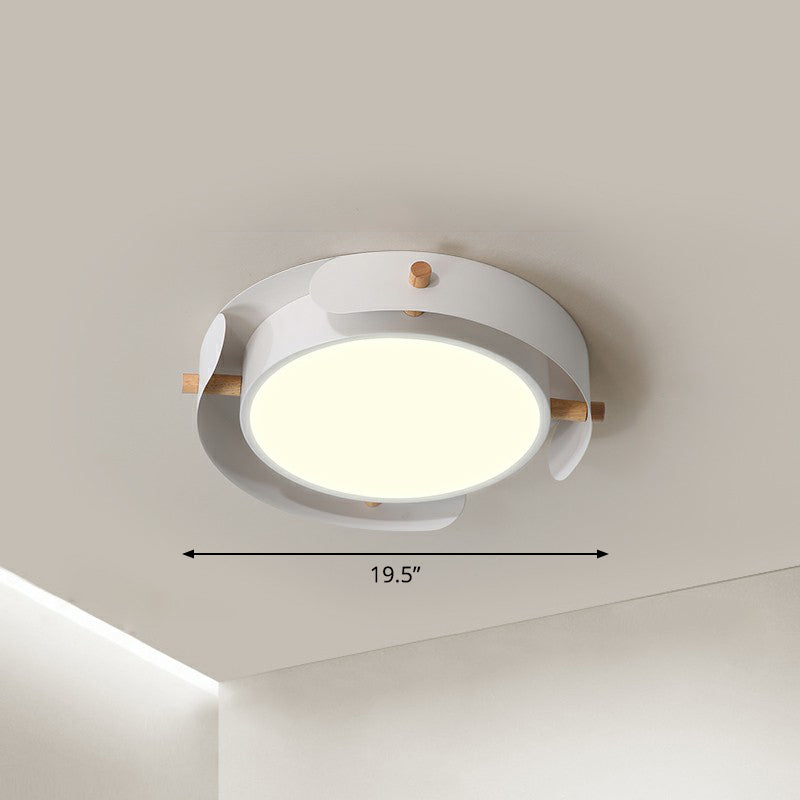 Minimalist Led Ceiling Mount Light - Round Metal Flush Fixture For Bedroom Lighting White / 19.5’