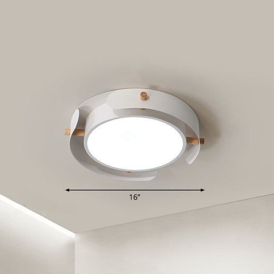 Minimalist Led Ceiling Mount Light - Round Metal Flush Fixture For Bedroom Lighting White / 16