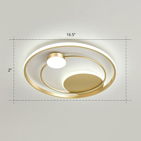 Gold Minimalist Led Ceiling Light With Flush Mount And Acrylic Shade / 16.5 White