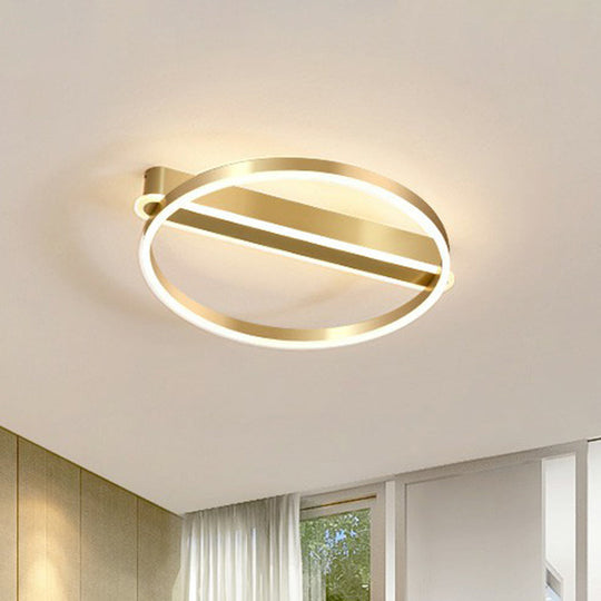 Gold Minimalist Metal Led Ceiling Light - Flush Mount For Bedroom