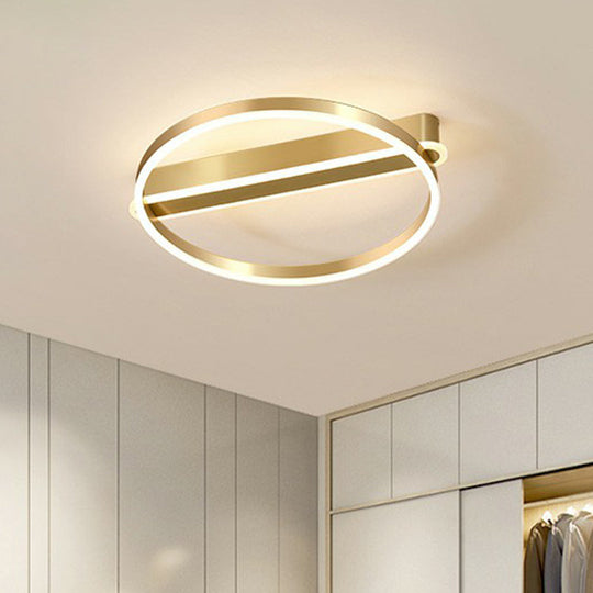 Gold Minimalist Metal Led Ceiling Light - Flush Mount For Bedroom