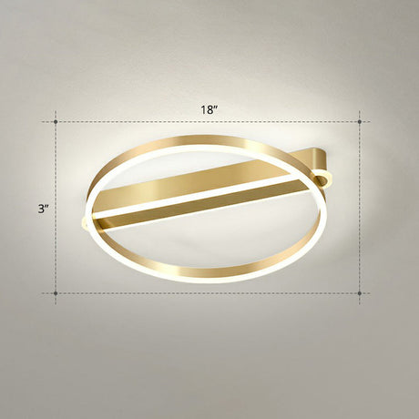 Gold Minimalist Metal Led Ceiling Light - Flush Mount For Bedroom / 18 White