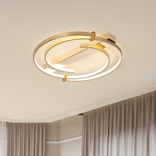 Simple Style Gold Loop Ceiling Flush Light - Metal Led Mount Fixture For Bedroom