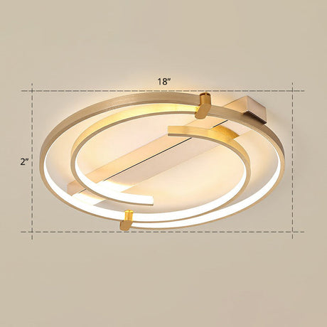 Simple Style Gold Loop Ceiling Flush Light - Metal Led Mount Fixture For Bedroom / 18 Warm