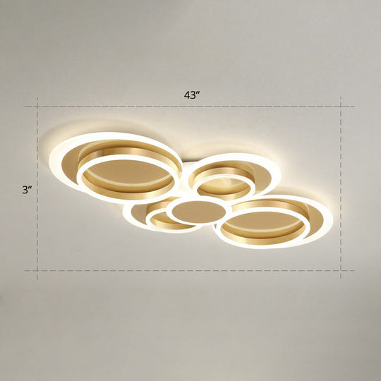 Contemporary Flushmount Led Ceiling Light - Gold Finish Metallic Ring Shape / 43 Warm
