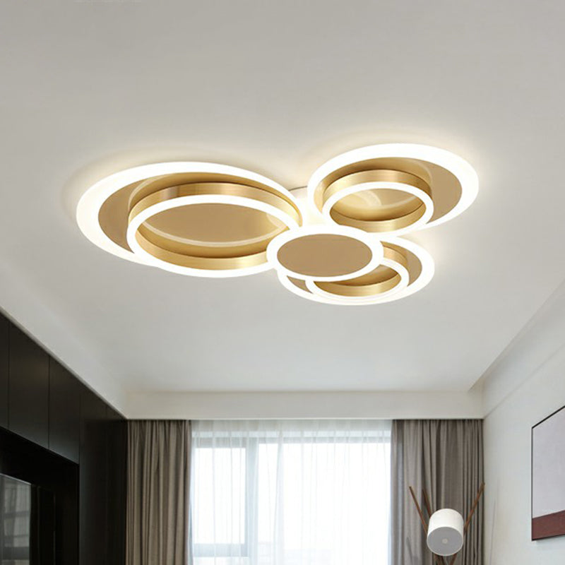 Contemporary Flushmount Led Ceiling Light - Gold Finish Metallic Ring Shape