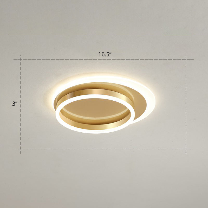 Contemporary Flushmount Led Ceiling Light - Gold Finish Metallic Ring Shape / 16.5’ Warm