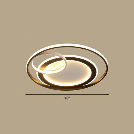 Minimalist Led Flush Ceiling Light Fixture - 3-Ring Bedroom Mount In Black / 18 Warm