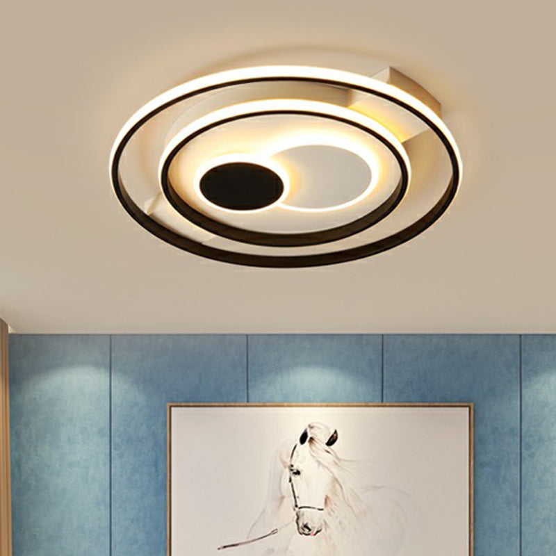 Led Black Flush Mount Ceiling Light For Bedroom - Simple Acrylic Circle Design