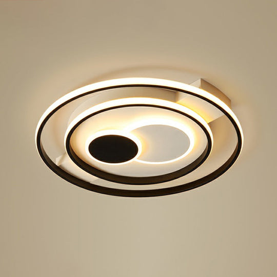 Led Black Flush Mount Ceiling Light For Bedroom - Simple Acrylic Circle Design / 20.5