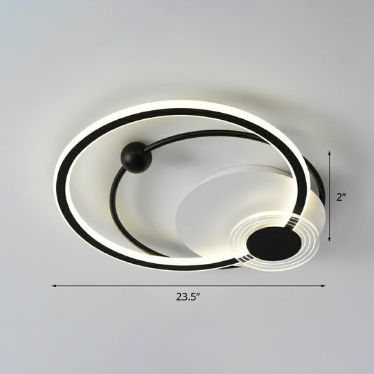 Sleek Acrylic Flush Mount Led Ceiling Light For Bedroom With Loop Design Black / 23.5