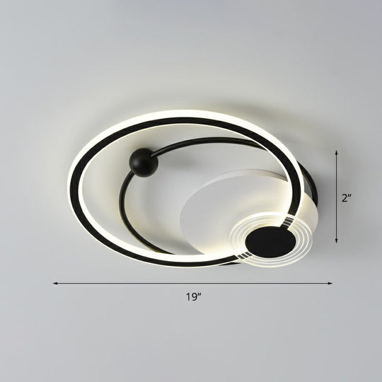 Sleek Acrylic Flush Mount Led Ceiling Light For Bedroom With Loop Design Black / 19’
