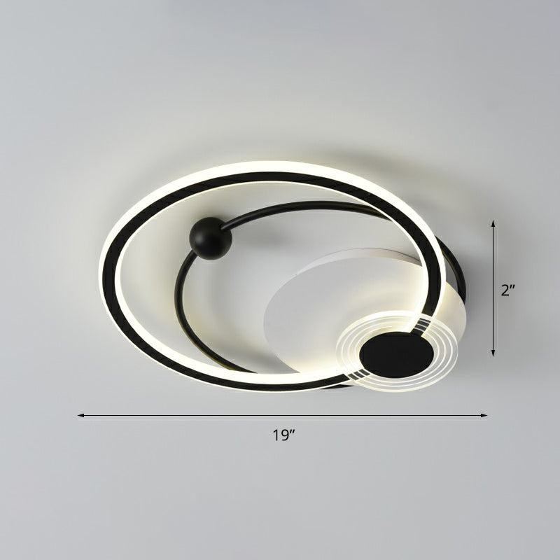 Sleek Acrylic Flush Mount Led Ceiling Light For Bedroom With Loop Design Black / 19
