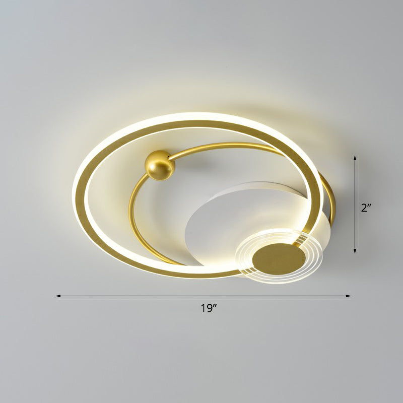 Sleek Acrylic Flush Mount Led Ceiling Light For Bedroom With Loop Design Gold / 19