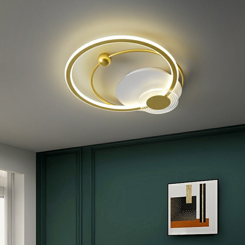 Sleek Acrylic Flush Mount Led Ceiling Light For Bedroom With Loop Design