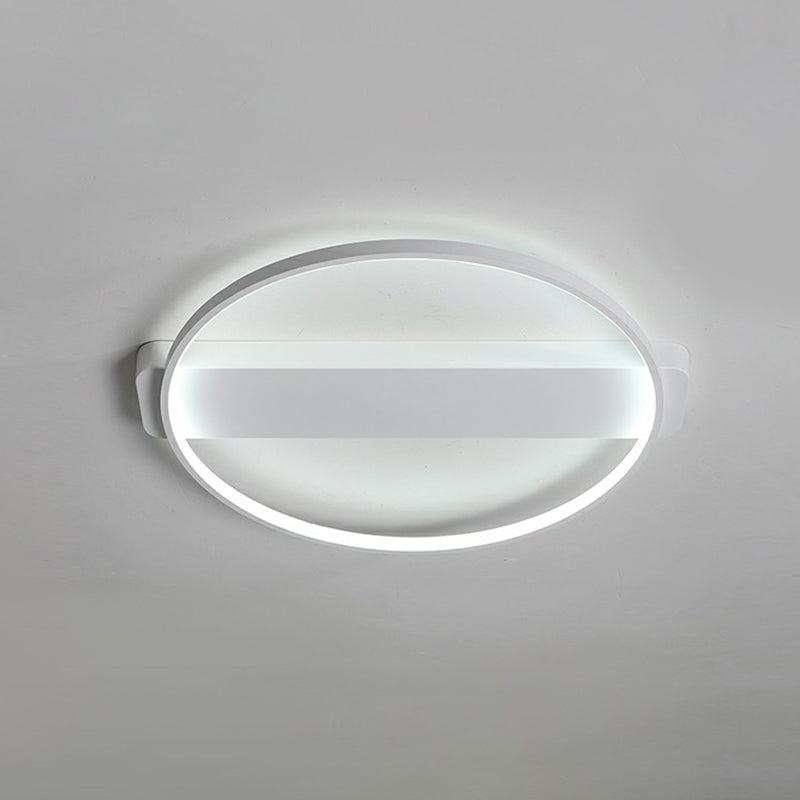 White Led Flush Mount Light: Modern Geometric Fixture For Bedroom Ceiling / 21.5 Round