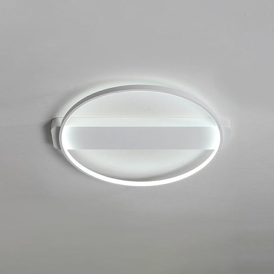 White Led Flush Mount Light: Modern Geometric Fixture For Bedroom Ceiling / 18 Round