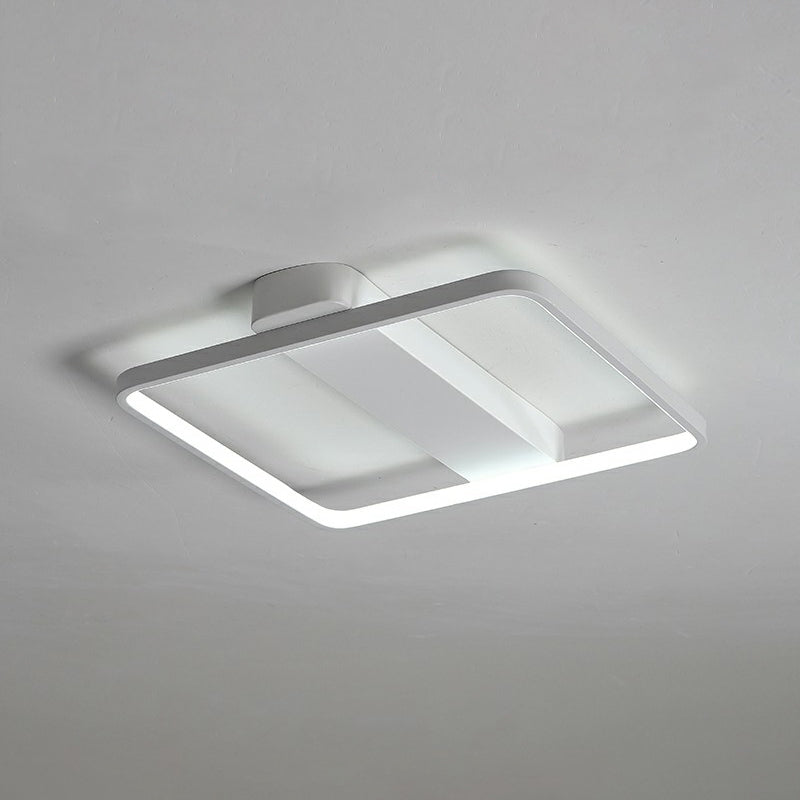 White Led Flush Mount Light: Modern Geometric Fixture For Bedroom Ceiling / 18 Square Plate