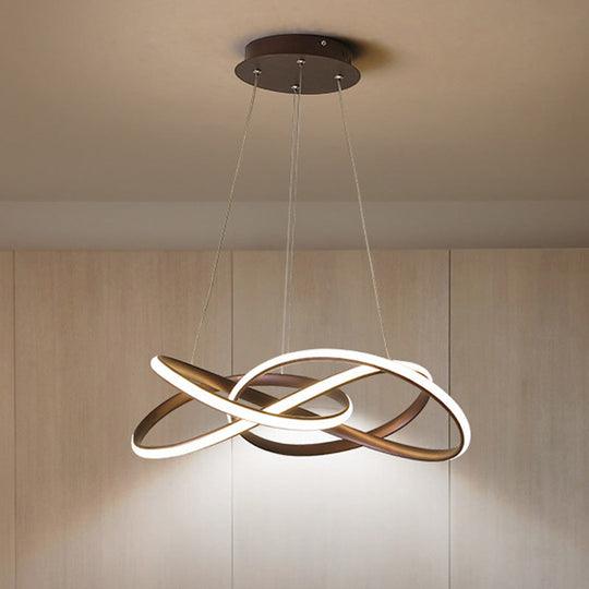 Contemporary Led Coffee Ceiling Pendant Lamp - Seamless Curve Acrylic Chandelier In White/Warm Light