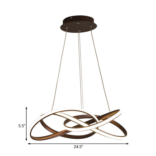 Modern Led Coffee Chandelier Lamp - White/Warm Light Seamless Curve Design