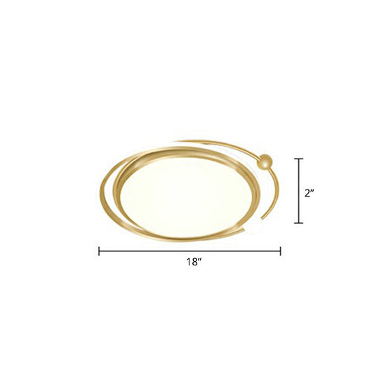 Contemporary Ultrathin Gold Flush Mount Led Ceiling Light For Bedroom / Third Gear Round