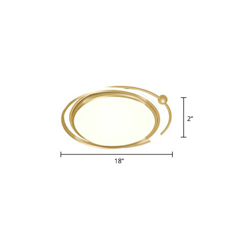 Contemporary Ultrathin Gold Flush Mount Led Ceiling Light For Bedroom / Third Gear Round