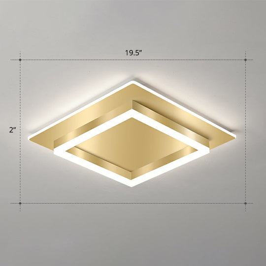 Golden Flush Mount Led Lamp: Minimalist Metal Ceiling Light For Bedroom Gold / 19.5’ White