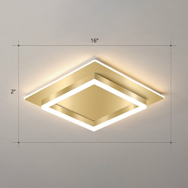 Golden Flush Mount Led Lamp: Minimalist Metal Ceiling Light For Bedroom Gold / 16’ Remote Control