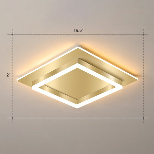 Golden Flush Mount Led Lamp: Minimalist Metal Ceiling Light For Bedroom Gold / 19.5’ Warm