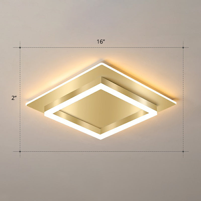 Golden Flush Mount Led Lamp: Minimalist Metal Ceiling Light For Bedroom Gold / 16’ Warm
