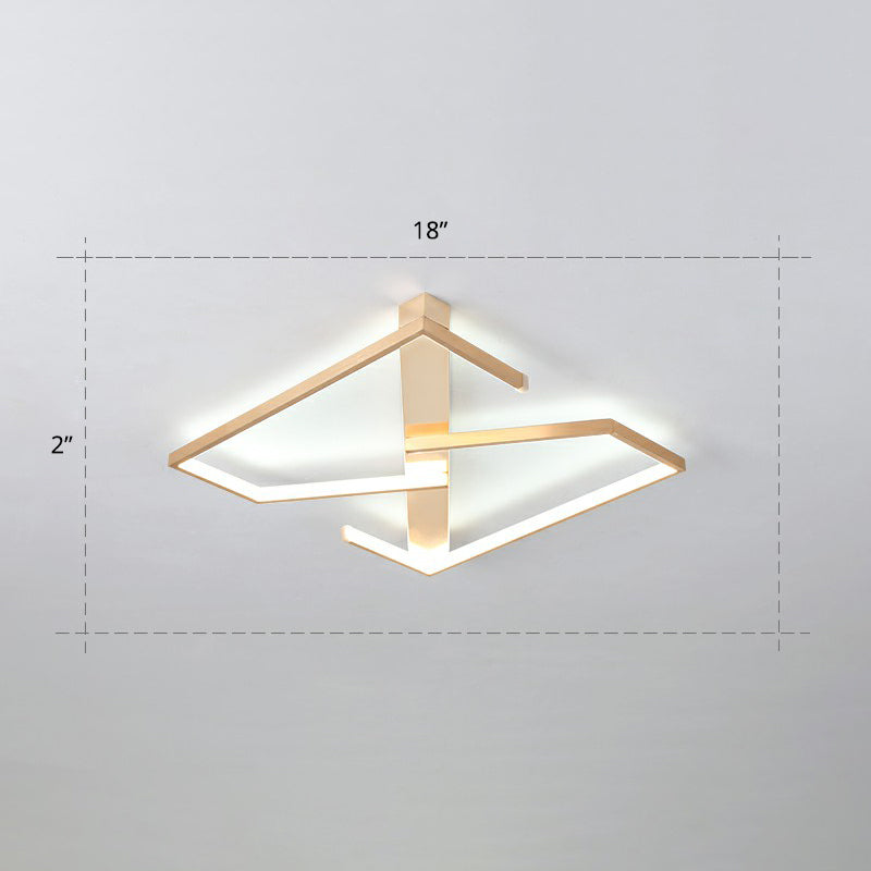 Z-Like Ceiling Mounted Led Flush Mount In Gold - Simplicity Metal Bedroom Light Fixture / 18 White
