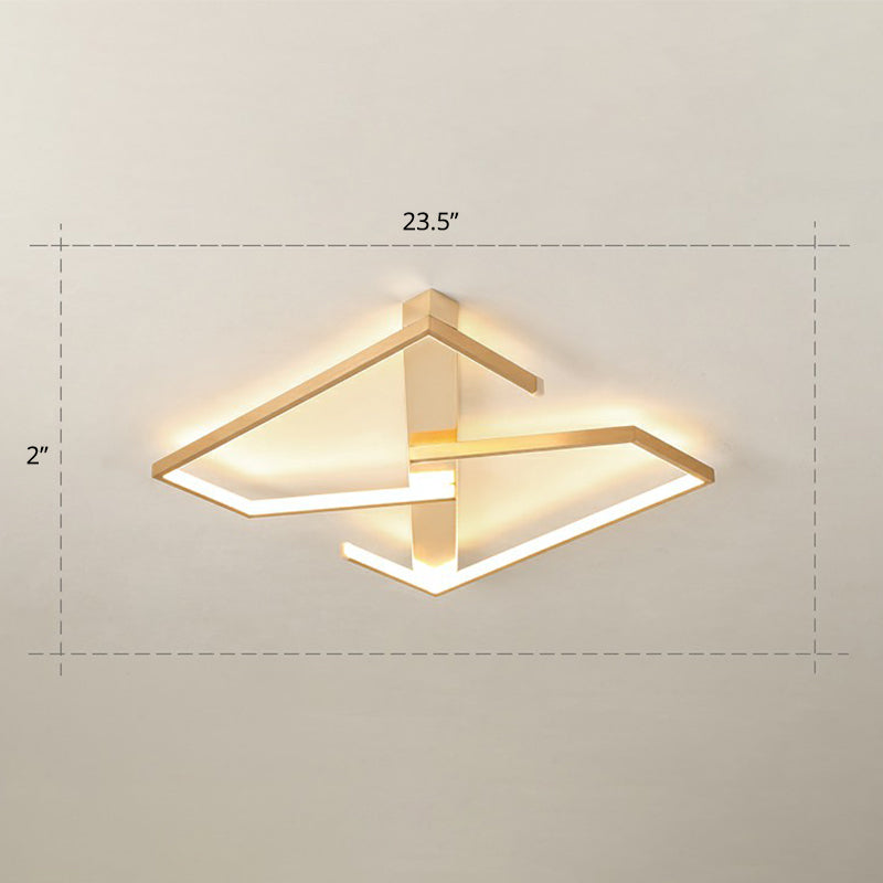 Z - Like Ceiling Mounted Led Flush Mount In Gold - Simplicity Metal Bedroom Light Fixture / 23.5’
