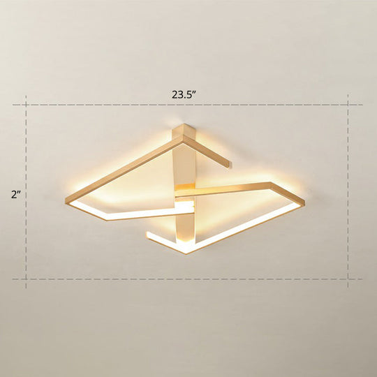 Z-Like Ceiling Mounted Led Flush Mount In Gold - Simplicity Metal Bedroom Light Fixture / 23.5 Warm