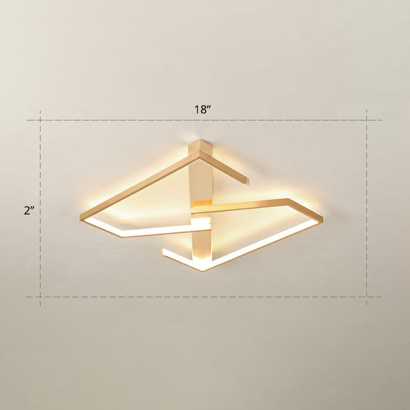 Z-Like Ceiling Mounted Led Flush Mount In Gold - Simplicity Metal Bedroom Light Fixture / 18 Warm