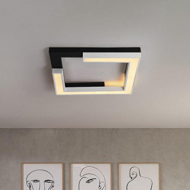 Nordic Style Square Acrylic Led Ceiling Lamp - Minimalist Black And White Flush Mount Lighting For