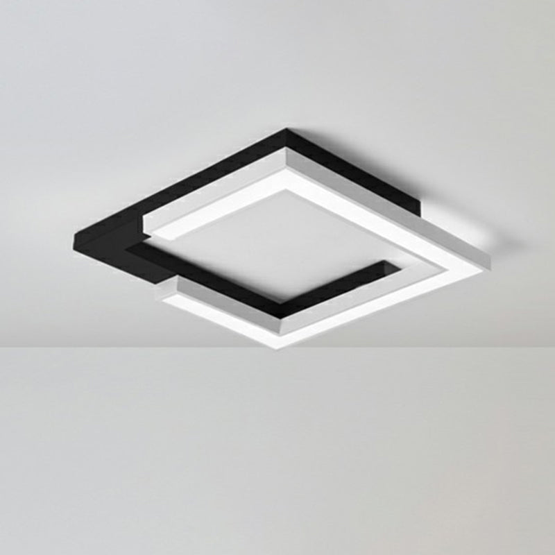 Nordic Style Square Acrylic Led Ceiling Lamp - Minimalist Black And White Flush Mount Lighting For