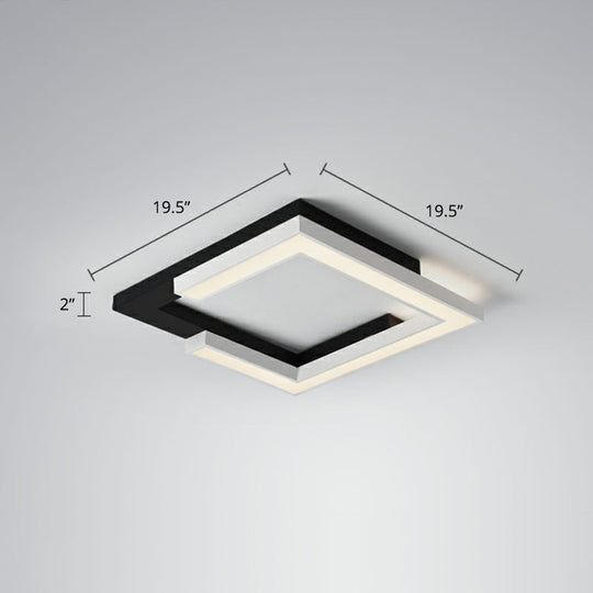Nordic Style Square Acrylic Led Ceiling Lamp - Minimalist Black And White Flush Mount Lighting For