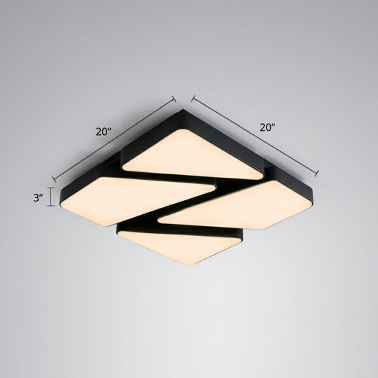 Modern Led Ceiling Light Fixture With Acrylic Diffuser For Bedroom – Nordic Style Square Mount