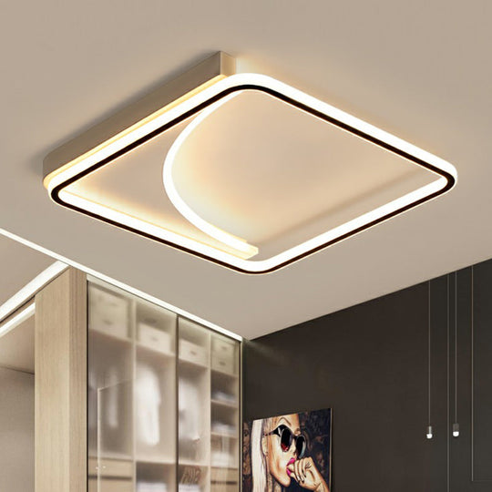 Black Square Led Flush Mount Ceiling Light With Minimalistic Design / 16.5’ Third Gear