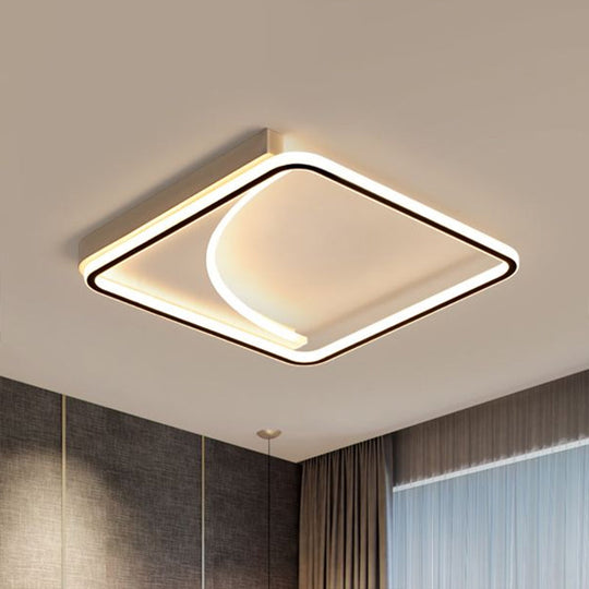 Black Square Led Flush Mount Ceiling Light With Minimalistic Design / 16.5’ Remote Control