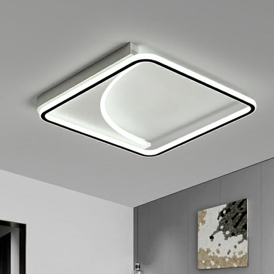 Black Square Led Flush Mount Ceiling Light With Minimalistic Design / 16.5 White