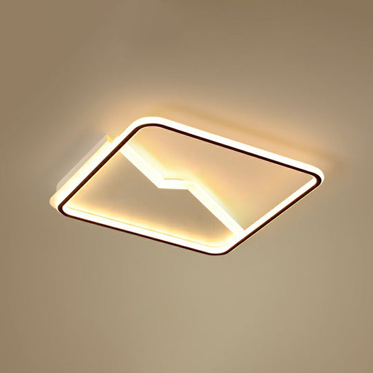 Contemporary Led Square Ceiling Mount Light: Aluminum Bedroom Flush Fixture Black / 18