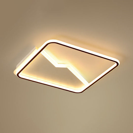 Contemporary Led Square Ceiling Mount Light: Aluminum Bedroom Flush Fixture Black / 24.5