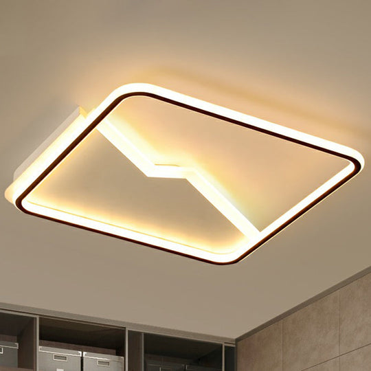 Contemporary Led Square Ceiling Mount Light: Aluminum Bedroom Flush Fixture